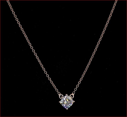[PD14RSOCU75P] 0.76 Cts 14k Rose Gold Cushion Shape Solitaire Pendant