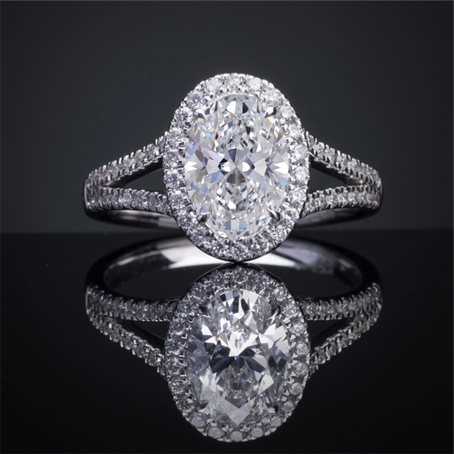 [RG14WSSOV350PNS] 3.71 Cts 14k White Gold Oval Shape Split Shank Ring