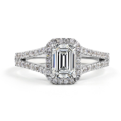 [RG14WSSEM350PNS] 3.48 Cts 14k White Gold Emerald Shape Split Shank Ring