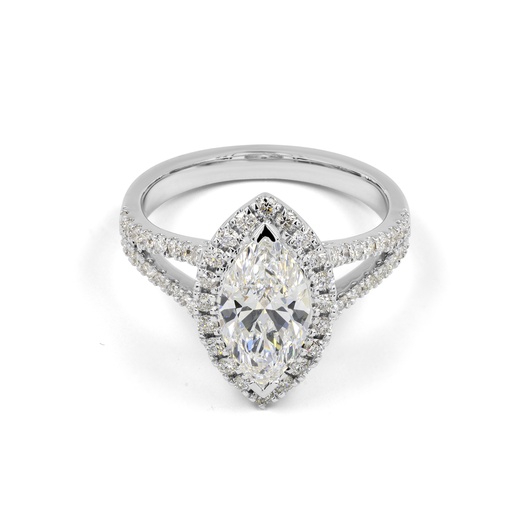 [RG14WSSMQ350PNS] 3.65 Cts 14k White Gold Marquise Shape Split Shank Ring