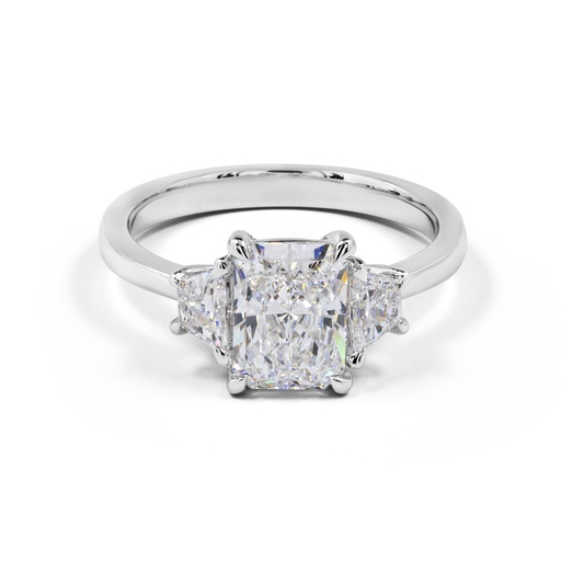 [RG14W3RAD350BETRPNS] 3.9 Cts 14k White Gold Radiant Shape 3 Stones Ring