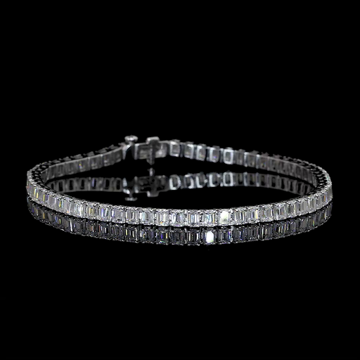 [BC14WTSEM1450PNS] 14.62 Cts 14k White Gold Emerald Shape Tennis Bracelet