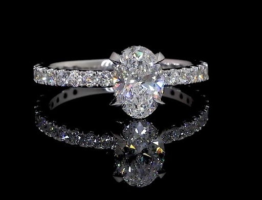 [RG14WHHOV150PNS] 1.7 Cts 14k White Gold Oval Shape Hidden Halo Ring