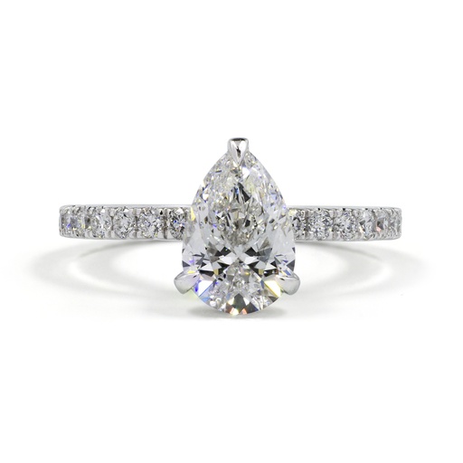 [RG14WHHPS950PNS] 9.72 Cts 14k White Gold Pear Shape Hidden Halo Ring