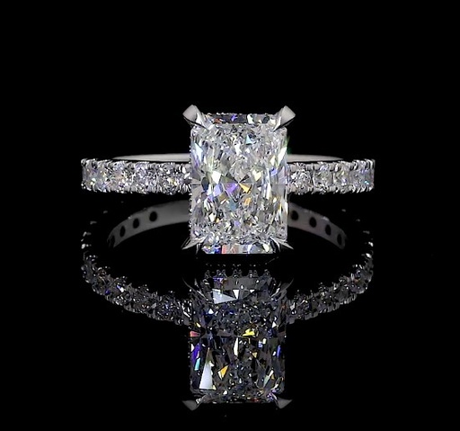 [RG14WHHRAD900PNS] 9.14 Cts 14k White Gold Radiant Shape Hidden Halo Ring