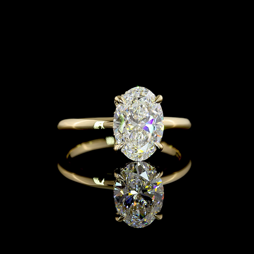 [RG14YHHOV150PNS] 1.7 Cts 14k Yellow Gold Oval Shape Hidden Halo Ring