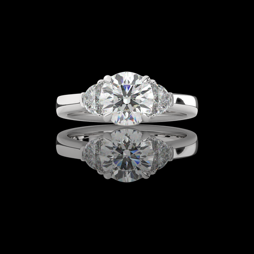 [RGP3RD350HMP] 3.75 Cts Platinum Round Shape 3 Stones Ring