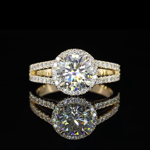 [RG14YSSRD100P] 1.39 Cts 14k Yellow Gold Round Shape Split Shank Ring