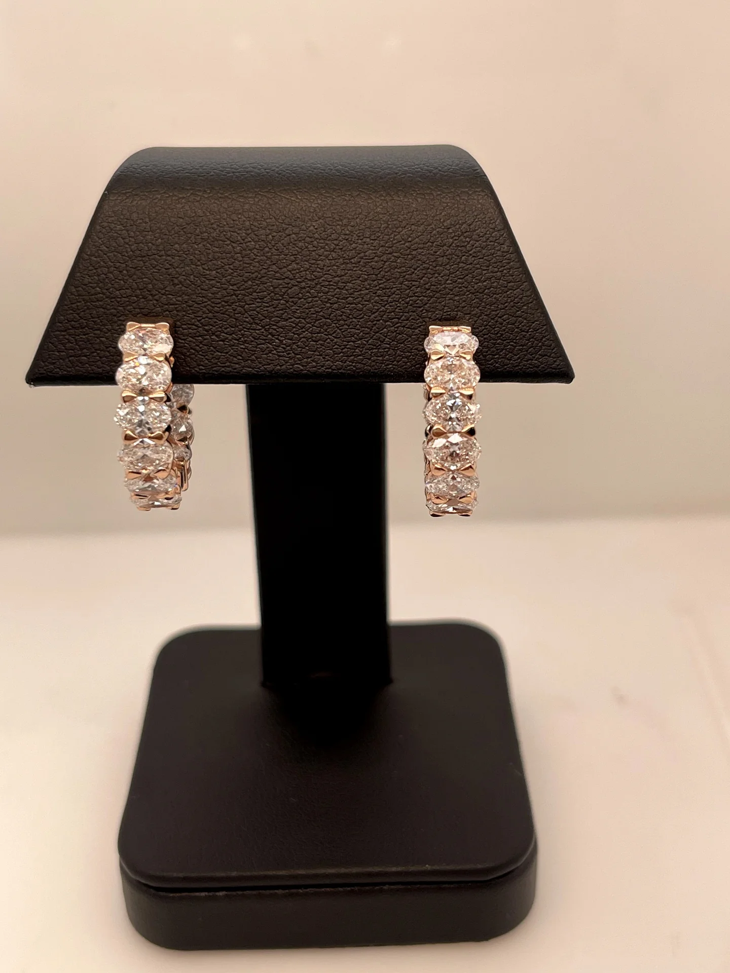 4.26 Cts 14k Rose Gold Oval Shape Huggies Earring