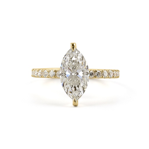 [RG14YHHMQ400PNS] 3.98 Cts 14k Yellow Gold Marquise Shape Hidden Halo Ring