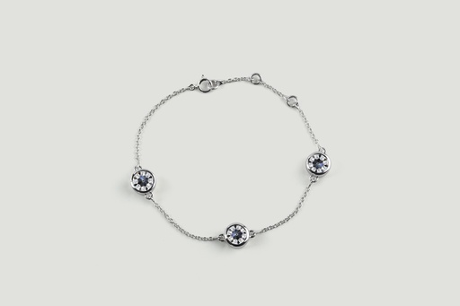 [BC14WSTEURO300B] 3.18 Cts 14k White Gold Old European Brilliant Shape Station Bracelet