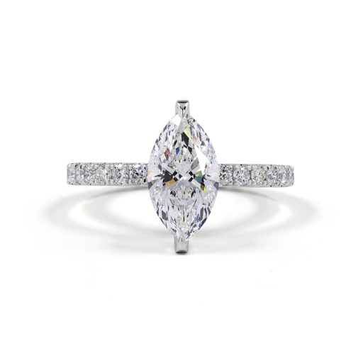 [RG14WHHMQ400PNS] 4.04 Cts 14k White Gold Marquise Shape Hidden Halo Ring