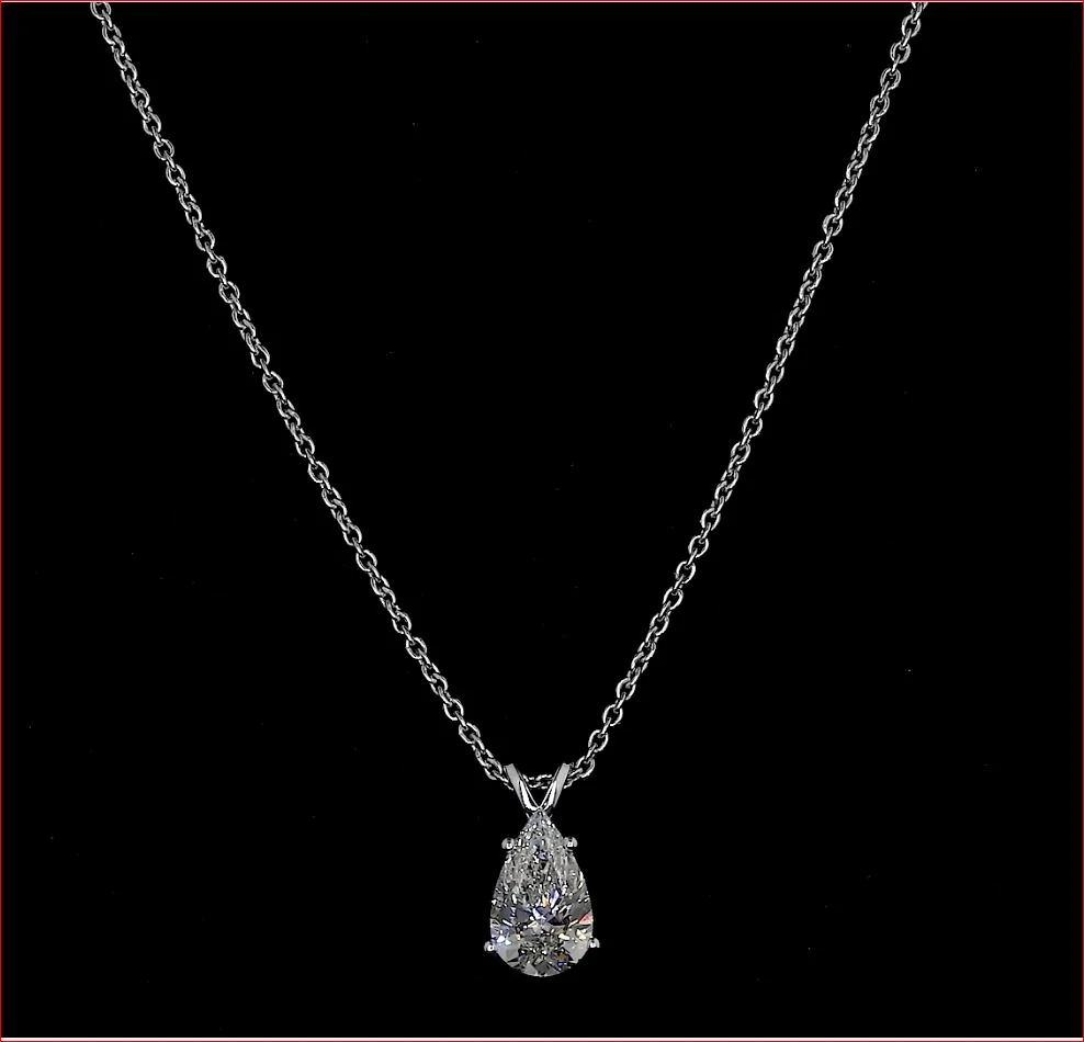 2.35 Cts 14k White Gold Pear Shape Pendant Pendant