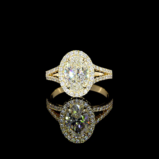 [RG14YSSOV350PNS] 3.68 Cts 14k Yellow Gold Oval Shape Split Shank Ring