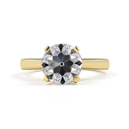 [RG14YSOEURO250P] 2.51 Cts 14k Yellow Gold Old European Brilliant Shape Solitaire Ring