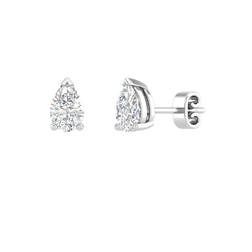 [ER14WSDPS60P] 0.61 Cts 14k White Gold Pear Shape Studs Earring