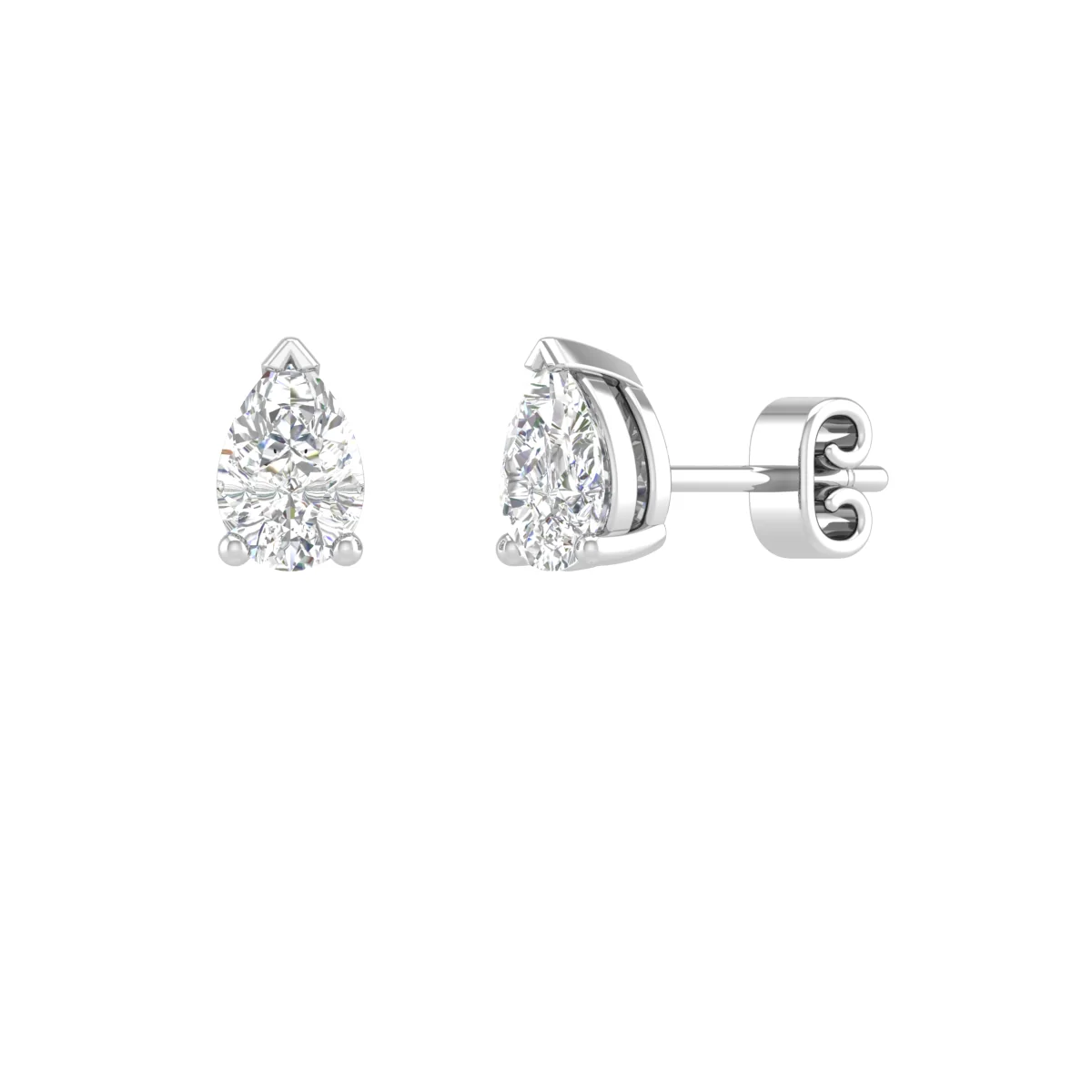 0.59 Cts 14k White Gold Pear Shape Studs Earring
