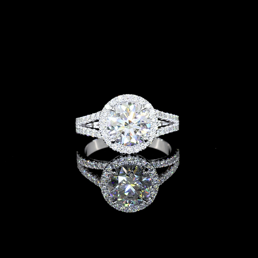 [RG14WSSRD450P] 4.83 Cts 14k White Gold Round Shape Split Shank Ring