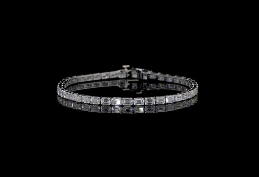 [BC14WTSEM550PEW] 5.47 Cts 14k White Gold Emerald Shape Tennis Bracelet