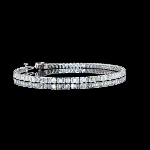 [BC14WTSEM450PNS] 4.77 Cts 14k White Gold Emerald Shape Tennis Bracelet