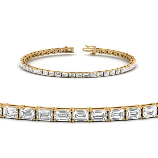 [BC14YTSEM500PEW] 4.93 Cts 14k Yellow Gold Emerald Shape Tennis Bracelet