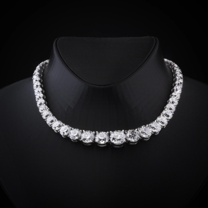 [NK14WRVEURO1550P] 106.41 Cts 14k White Gold Old European Brilliant Shape Riviera Necklace
