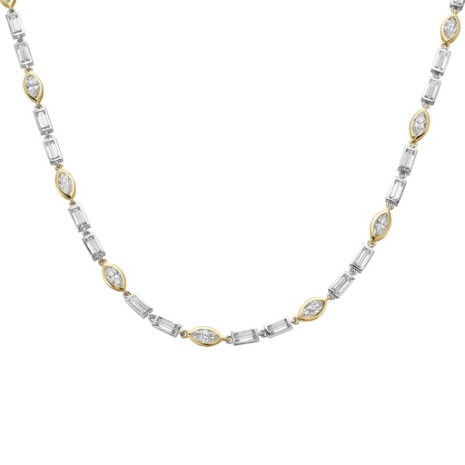 [NK_TS1150BEW] 11.6 Cts Mix Shape Tennis Necklace