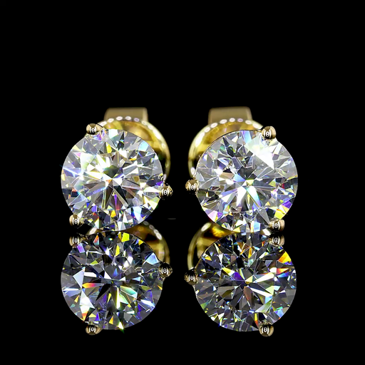 [ER18YMTRD75P] 0.78 Cts 18k Yellow Gold Round Shape Martini Earring