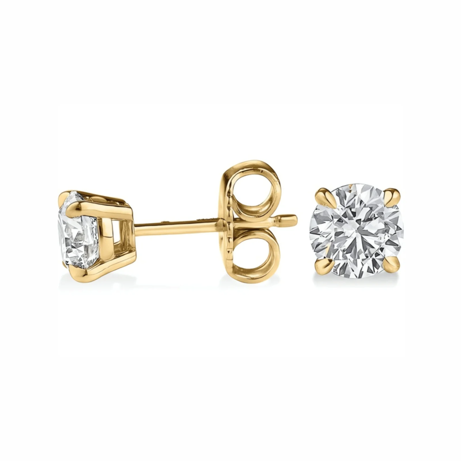 0.53 Cts 18k Yellow Gold Round Shape Studs Earring