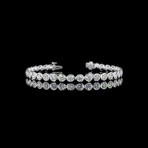 [BC14WTSRD650B] 6.76 Cts 14k White Gold Round Shape Tennis Bracelet