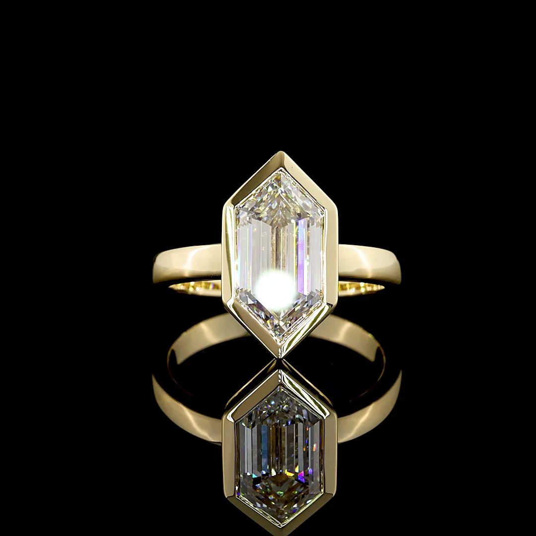 3.22 Cts 14k Yellow Gold Step Marquise Shape Solitaire Ring