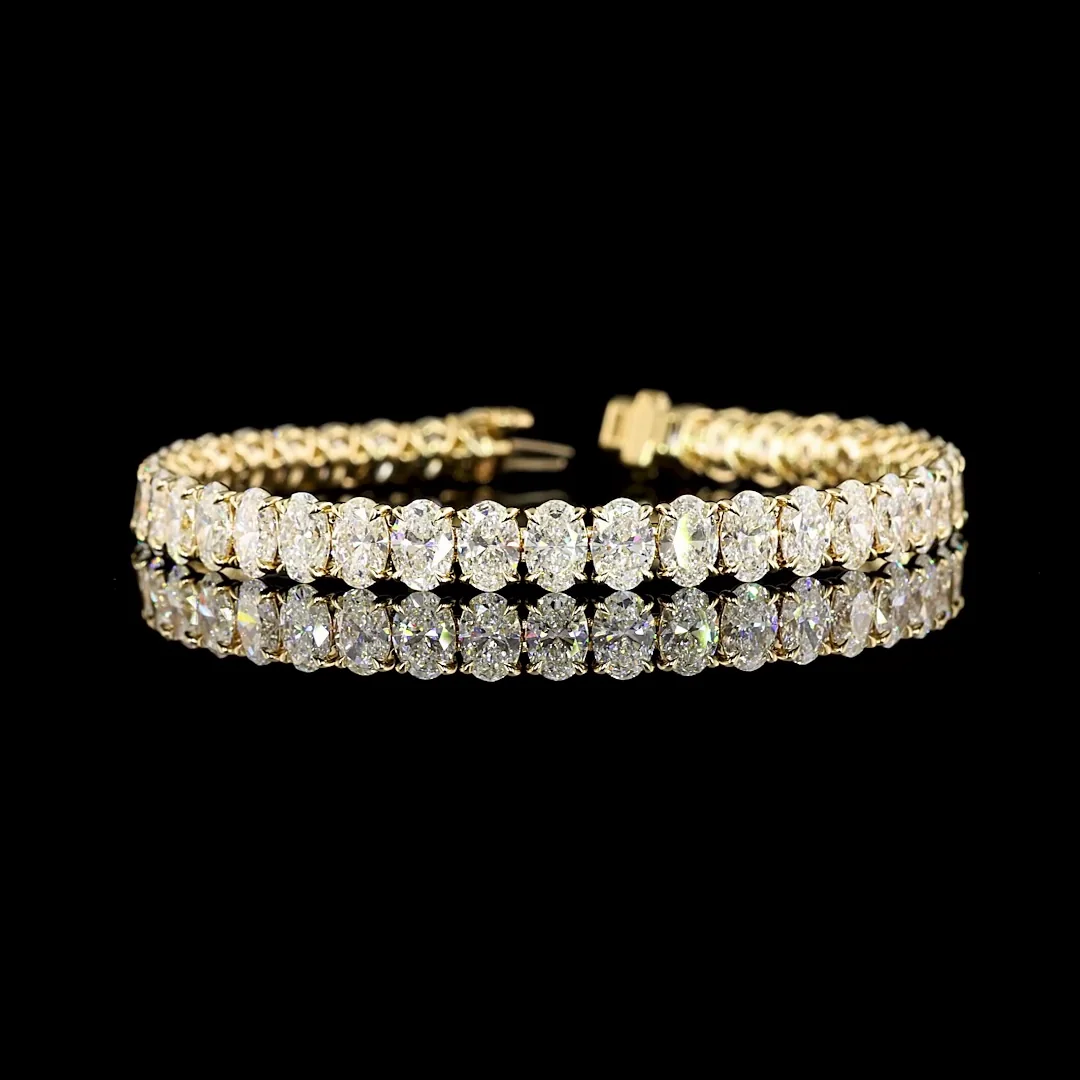20 Cts 14k Yellow Gold Oval Shape Tennis Bracelet