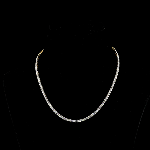 [NK14YTSRD1350P] 13.9 Cts 14k Yellow Gold Round Shape Tennis Necklace