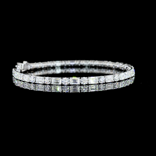 [BC14WTSEM1000PEW] 10.29 Cts 14k White Gold Mix Shape Tennis Bracelet