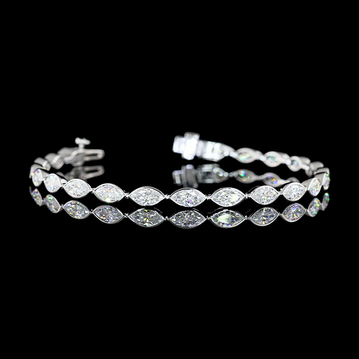 [BC14WTSMQ550BEW] 5.67 Cts 14k White Gold Marquise Shape Tennis Bracelet