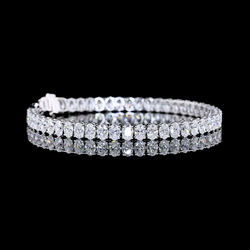 [BC14WTSOV1100PNS] 11.08 Cts 14k White Gold Oval Shape Tennis Bracelet