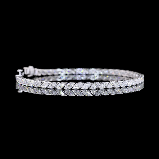 [BC14WTSMQ550PIN] 5.77 Cts 14k White Gold Marquise Shape Tennis Bracelet