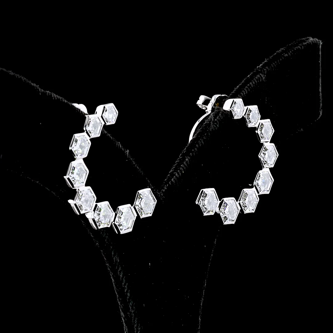 6.82 Cts 14k White Gold Octagon Shape Crawler Earring