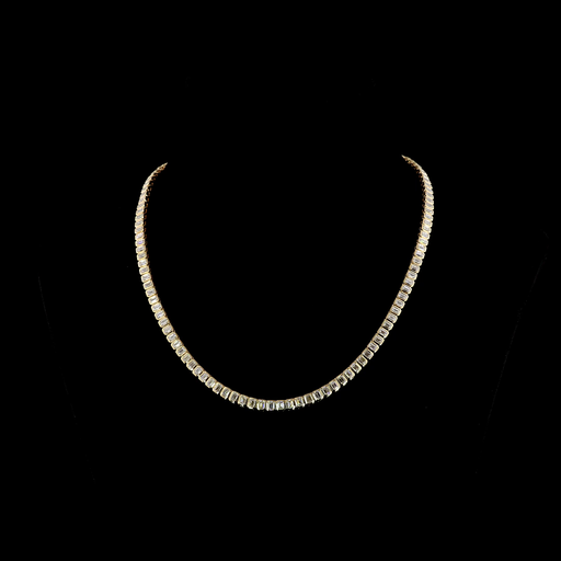 [NK14YTSEM1500BNS] 14.96 Cts 14k Yellow Gold Emerald Shape Tennis Necklace