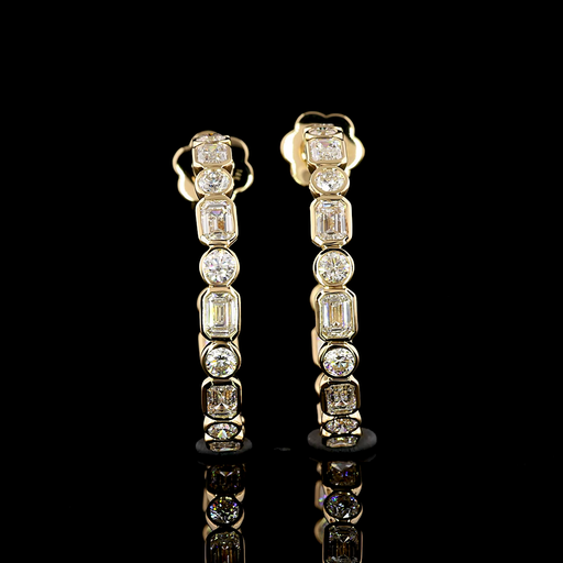 [ER14YCHP400BNS] 4.05 Cts 14k Yellow Gold Mix Shape C Hoops Earring