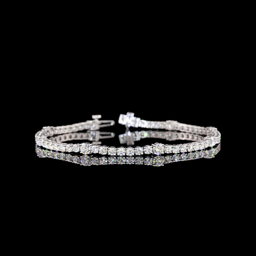 [BC14WSLTRD400P] 4.31 Cts 14k White Gold Round Shape Station Line Tennis Bracelet