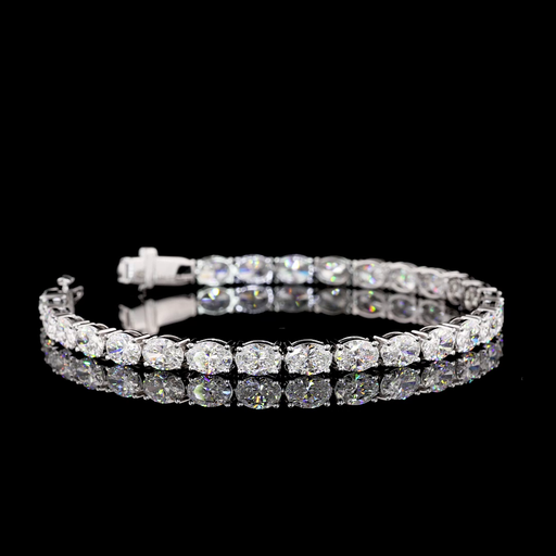 [BC14WTSOV1100PEW] 11.04 Cts 14k White Gold Oval Shape Tennis Bracelet