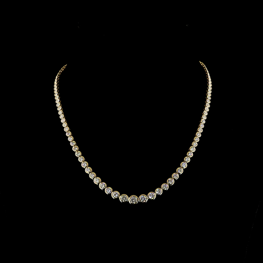 [NK18YRVRD1000B] 10.4 Cts 18k Yellow Gold Round Shape Riviera Necklace