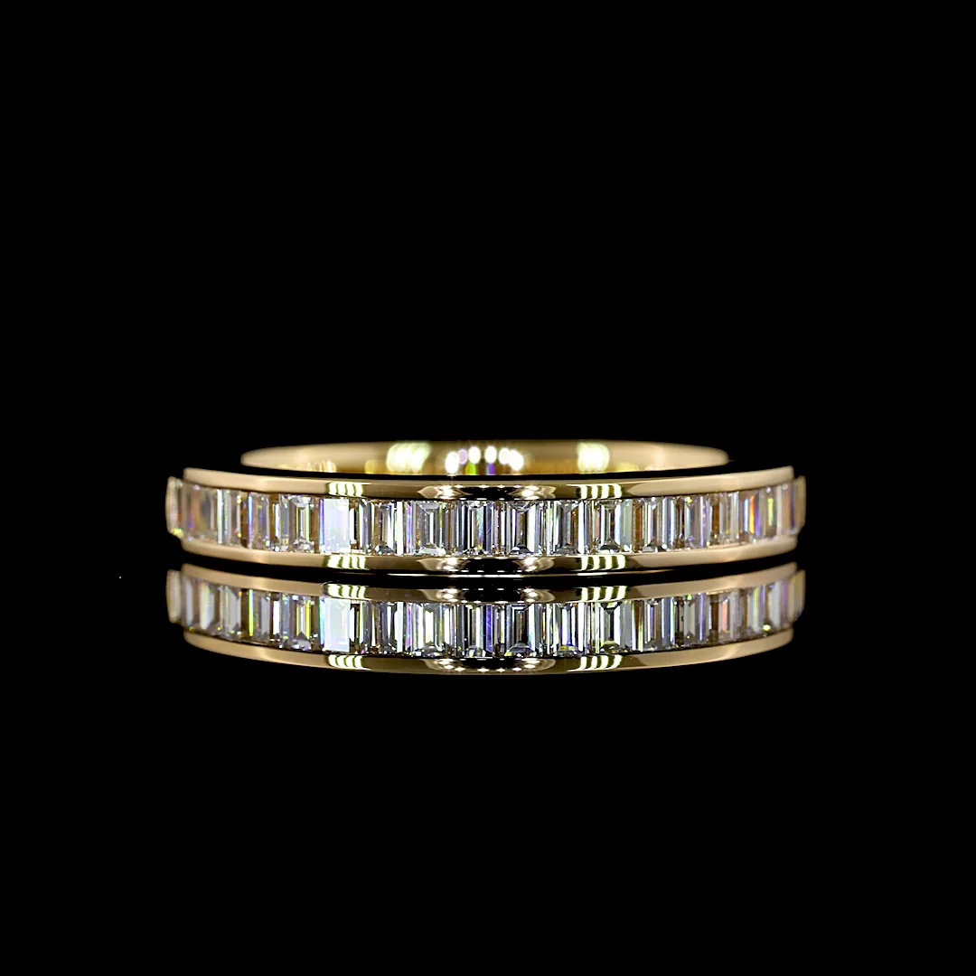 0.51 Cts 18k Yellow Gold Baguette Shape Half Eternity Eternity Band
