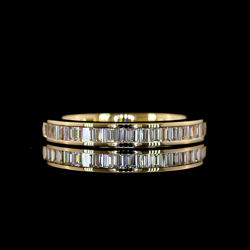 [EB18YHFBAG50CNS] 0.51 Cts 18k Yellow Gold Baguette Shape Half Eternity Eternity Band