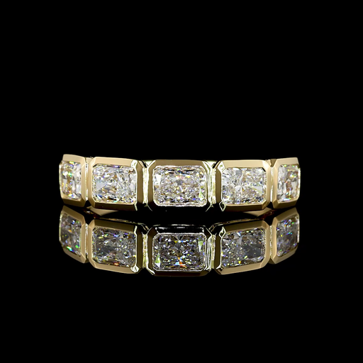 [EB14Y5RAD150BEW] 1.5 Cts 14k Yellow Gold Radiant Shape 5 Stones Eternity Band