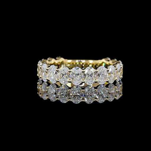 [EB14W45750OV200PNS] 2.35 Cts 14k Yellow Gold Oval Shape 3/4 Band Eternity Band
