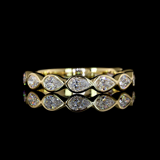 [EB14Y45750PS85BEW] 0.87 Cts 14k Yellow Gold Pear Shape 3/4 Band Eternity Band