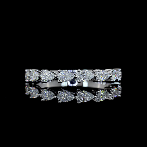 [EB14WHFPS75PEW] 0.83 Cts 14k White Gold Pear Shape Half Eternity Eternity Band