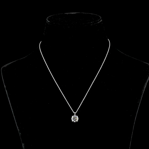 [PD14WSORD250P] 2.67 Cts 14k White Gold Round Shape Solitaire Pendant